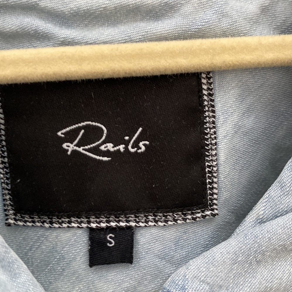 Rails Button Down - Chambray W/ Blue Plaid - image 5